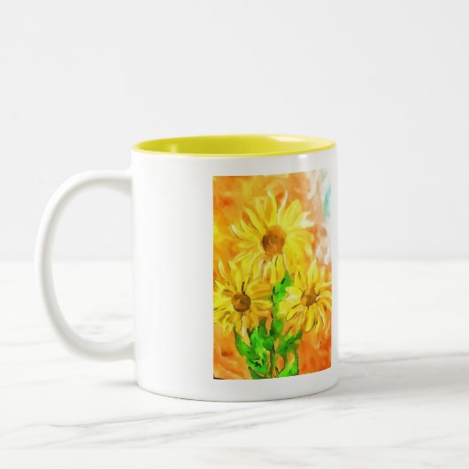 Zonnebloemen Koffie-Mok Tweekleurige Koffiemok (Links)