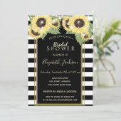 Zonnebloemen, Koord- en gestripte Vrijgezellenfees Kaart (Staand voorkant)