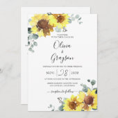 Zonnebloemen Koraal QR-code RSVP in één keer Kaart (Voorkant / Achterkant)