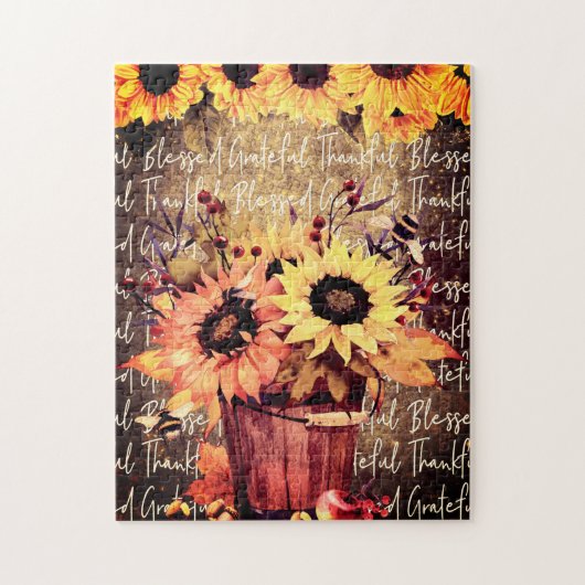 Zonnebloemen - Korte Thanksgiving Legpuzzel (Verticaal)