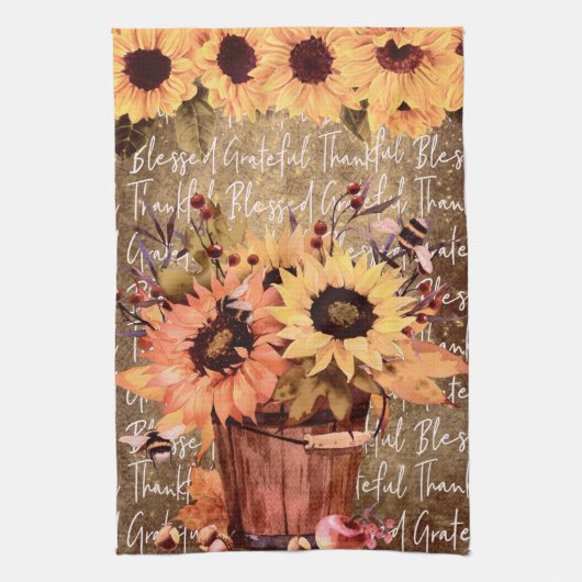 Zonnebloemen - Korte Thanksgiving Theedoek (Verticaal)