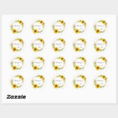 Zonnebloemen krans boho bruiloft dank u ronde sticker (Vel)