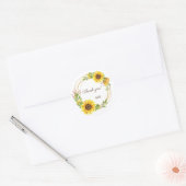 Zonnebloemen krans boho bruiloft dank u ronde sticker (Envelop)