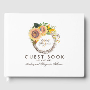 Zonnebloemen Krans Rustieke Fall Wedding Gastenboek