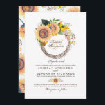 Zonnebloemen Krans Rustieke Fall Wedding Kaart<br><div class="desc">Elegante zonnebloemen krans rustieke herfst bruiloft uitnodigingen</div>
