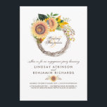 Zonnebloemen Krans Rustieke Herfst Engagement Part Kaart<br><div class="desc">Elegante zonnebloemen krans rustieke herfst verlovingsfeest uitnodigingen</div>