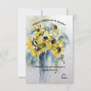 Zonnebloemen krijgen snel Wenskaart Bedankkaart