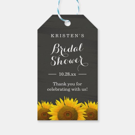 Zonnebloemen Krijtbord Bruiloftsdankjewel Cadeaulabel (Voorkant)