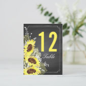 Zonnebloemen Krijtbord Rustieke Trouwtafel Kaart (Staand voorkant)