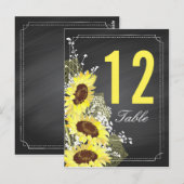 Zonnebloemen Krijtbord Rustieke Trouwtafel Kaart (Voorkant / Achterkant)