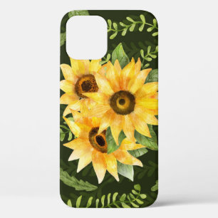 Zonnebloemen Kruiden bladeren Waterverf patroon Case-Mate iPhone Case