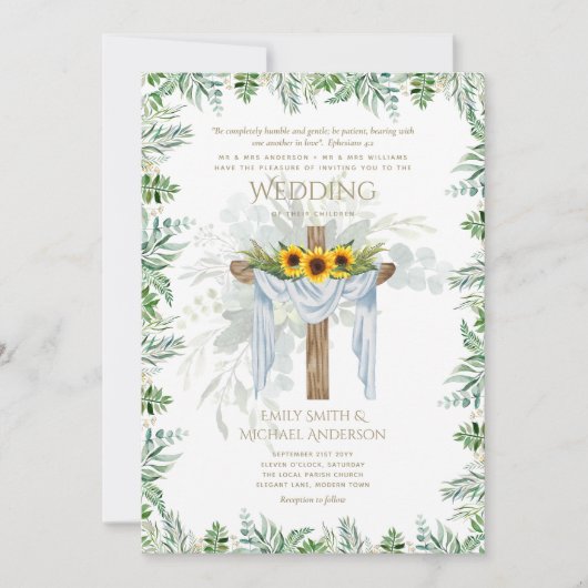 Zonnebloemen Kruis van de CATHOLIC Weddenschap Kaart (Voorkant)