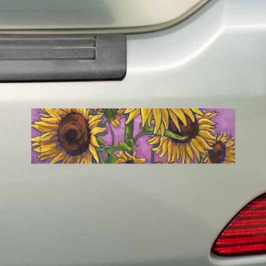 Zonnebloemen Kunst Bumpersticker (Op auto)