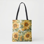 Zonnebloemen kunst tekening tote bag (Voorkant)