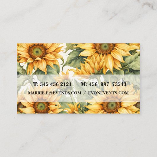 Zonnebloemen Kunst Tekening Visitekaartje (Achterkant)