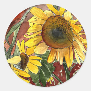 zonnebloemen kunstgeschenken schilderen ronde sticker