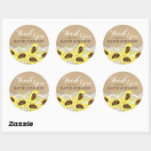Zonnebloemen Lace Kraft Dank je wel Ronde Sticker (Vel)