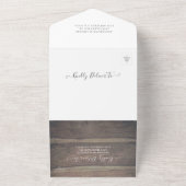 Zonnebloemen Lace Rustic Wood String Lights Weddin All In One Uitnodiging (Buitenkant)