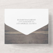 Zonnebloemen Lace Rustic Wood String Lights Weddin All In One Uitnodiging (Achterkant)