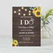 Zonnebloemen, lampjes en Barnwood I DO BBQ Kaart (Staand voorkant)