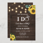 Zonnebloemen, lampjes en Barnwood I DO BBQ Kaart (Voorkant / Achterkant)