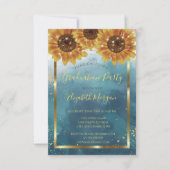 Zonnebloemen, lampjes, hout, Confetti Graduation P Kaart (Voorkant)