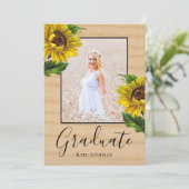 Zonnebloemen Land Chique Graduation Party Kaart (Staand voorkant)