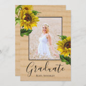Zonnebloemen Land Chique Graduation Party Kaart (Voorkant / Achterkant)