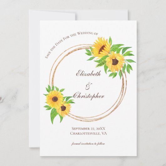 Zonnebloemen Land Gele Floral QR Code Weddenschap Save The Date (Voorkant)