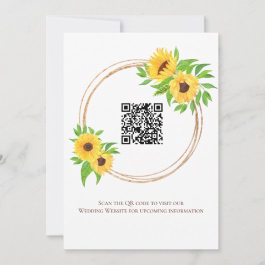 Zonnebloemen Land Gele Floral QR Code Weddenschap Save The Date (Achterkant)