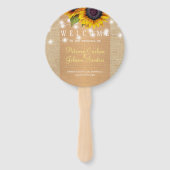 Zonnebloemen land jute gouden bruiloft gunst handwaaier (Voorkant)