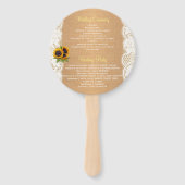 Zonnebloemen land jute kant bruiloft ceremonie handwaaier (Achterkant)