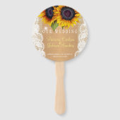 Zonnebloemen land jute kant bruiloft gunst handwaaier (Voorkant)