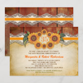 Zonnebloemen Landelijke Houten Huwelijksuitnodigin Kaart (Voorkant / Achterkant)