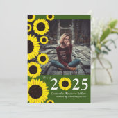 Zonnebloemen Landfoto-Afstuderen Aankondiging (Staand voorkant)