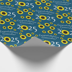 Zonnebloemen LandgraduPartij Blauw Cadeaupapier