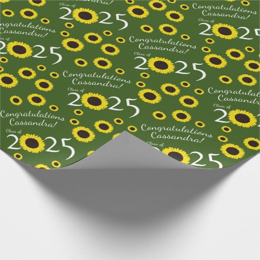 Zonnebloemen Landgradustrie Groen Cadeaupapier (Hoek)