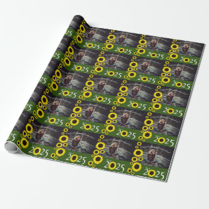 Zonnebloemen Landgradustrie Groen Cadeaupapier