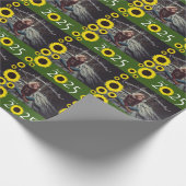 Zonnebloemen Landgradustrie Groen Cadeaupapier (Hoek)