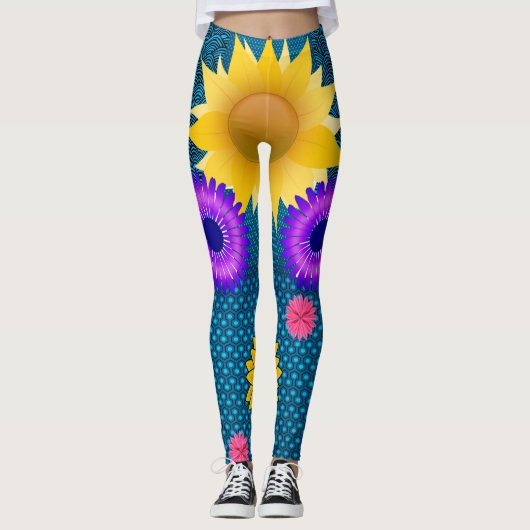 zonnebloemen - lange leggings tiener (Voorkant)