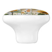 Zonnebloemen langs het witte hek keramische knop (Zijkant)