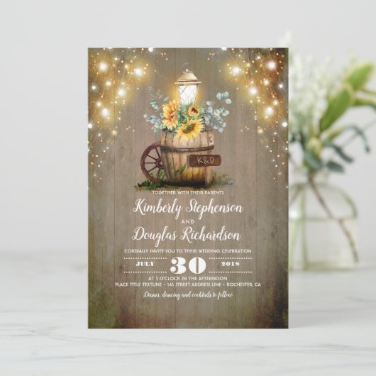 Zonnebloemen Lantaarn Rustiek Bloemen Herfst Bruil Kaart (Staand voorkant)