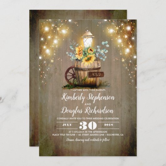 Zonnebloemen Lantaarn Rustiek Bloemen Herfst Bruil Kaart (Voorkant / Achterkant)