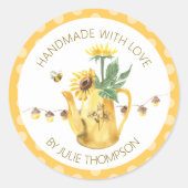 Zonnebloemen & Lantaarns✨Polka Dots Custom Hone Ronde Sticker (Voorkant)