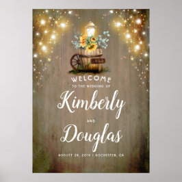 Zonnebloemen Lantern Rustic Country Wedding Sign Poster