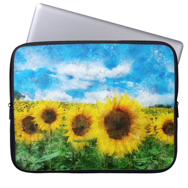 Zonnebloemen Laptop Sleeve (Voorkant)