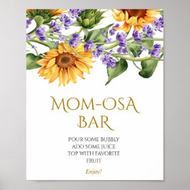 Zonnebloemen & Lavander Douche Momosa Bar Sign Poster