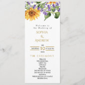 Zonnebloemen & Lavander rustieke bruiloft programm Programmakaart (Voorkant)