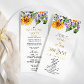 Zonnebloemen & Lavander rustieke bruiloft programm Programmakaart