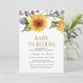 Zonnebloemen & Lavendel Baby in bloei uitnodigen Kaart (Staand voorkant)